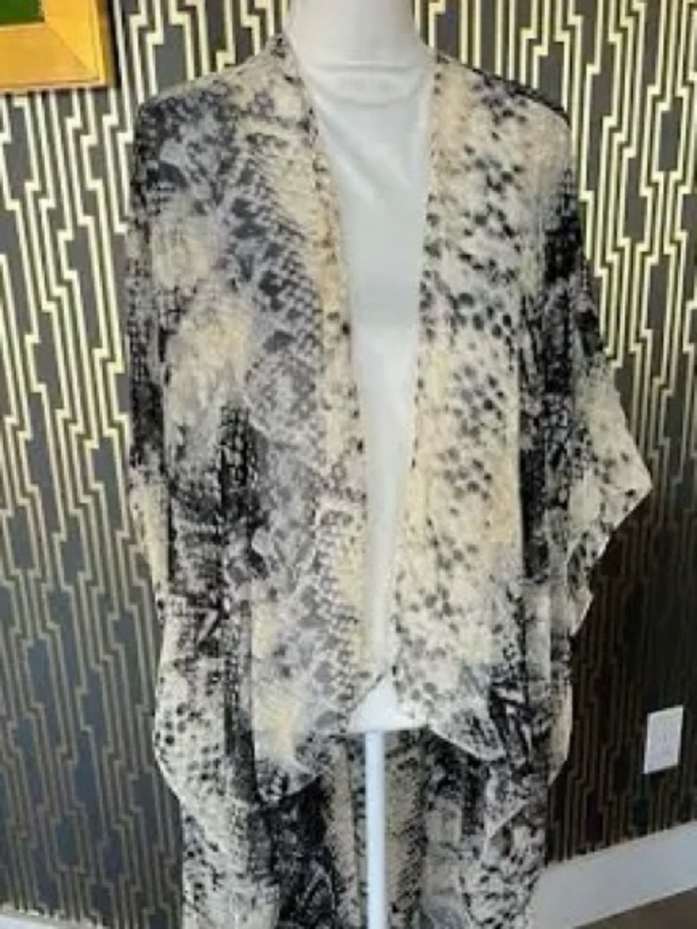 Michael Stars Neutral Animal Print Sheer Kimono